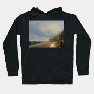 Muted Ocean Coastline Oil Painting - East Coast Scenery Art Print Hoodie